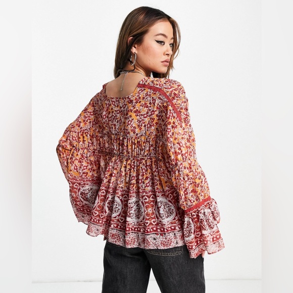 FREE PEOPLE Lorraine Tiered Kimono Top Size Medium - Picture 3 of 9